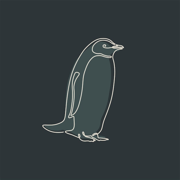 A drawing of a penguin with a black background.