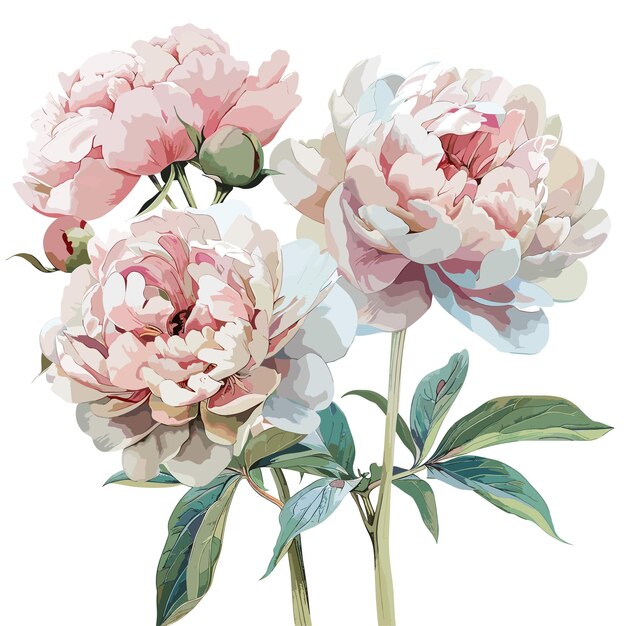 Un disegno di peonie con la parola peonie