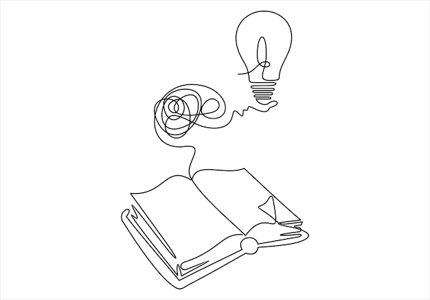 電球で本を読んでいる人の絵