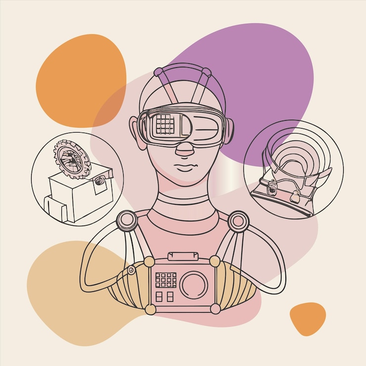 Vector a drawing of a person wearing goggles with the number 60 on it