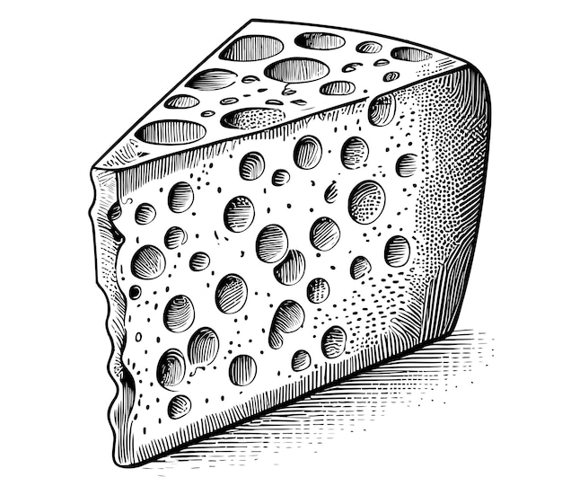 Vector a drawing of a piece of cheese