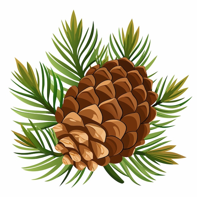 Vector a drawing of a pine cone with palm leaves on it