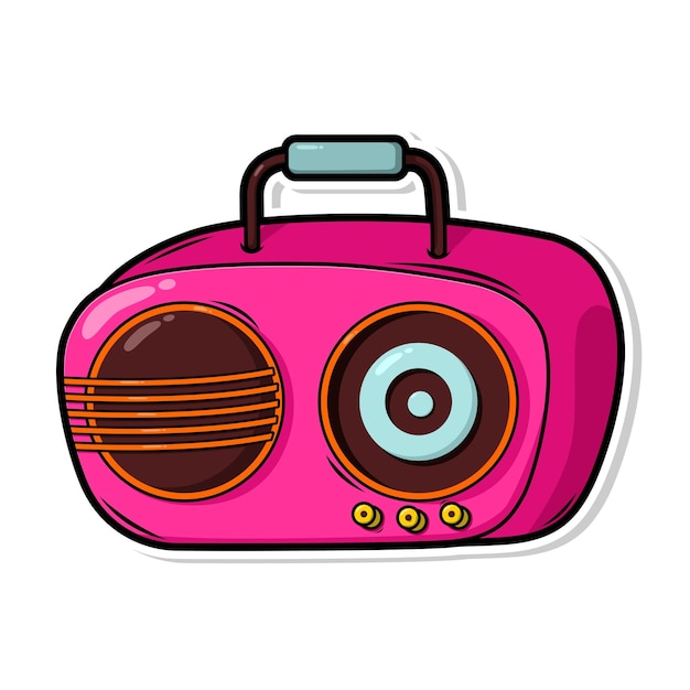 a drawing of a pink camera with a large round button on the front