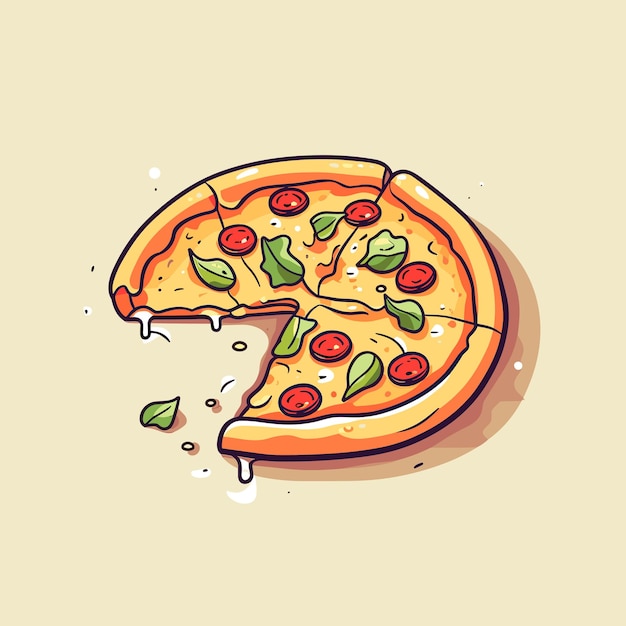 Vettore un disegno di una pizza con una fetta mancante.