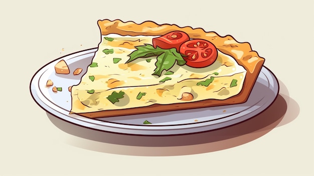 Vettore un disegno di una pizza con un pomodoro su di essa