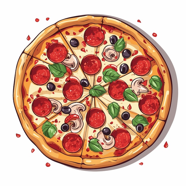 Vector a drawing of a pizza