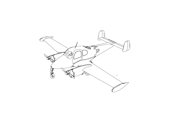 正面に番号 1 と 2 が描かれた飛行機の図。