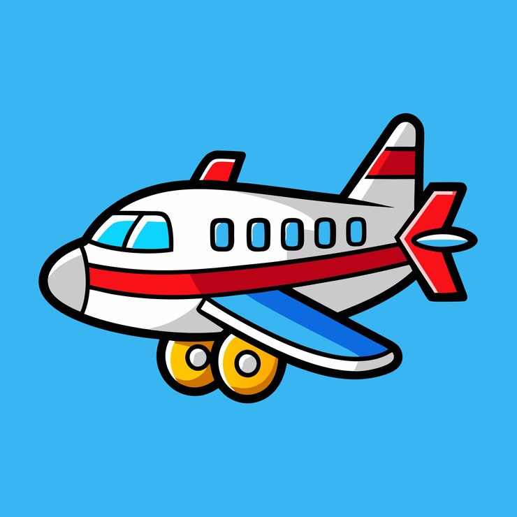 Vector 側面に飛行機があり尾には赤と白のストライプがある飛行機の絵
