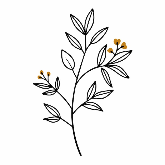 その上に黄色い花がある植物の絵