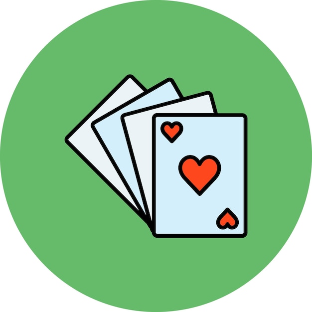 Vector a drawing of a playing cards with hearts on the top