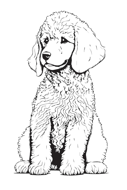 Vector a drawing of a poodle sitting down