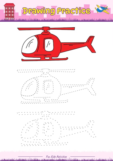 Drawing practice transportation helicopter cartoon