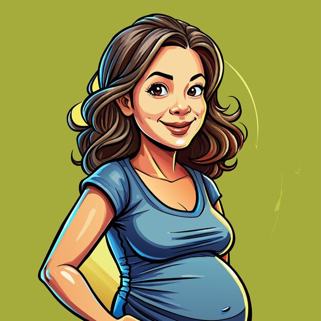 a drawing of a pregnant woman with a book in her hand