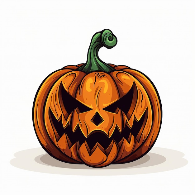 Vettore un disegno di una zucca con un serpente verde su di essa