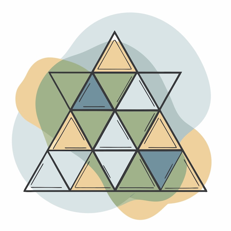 Vector a drawing of a pyramid with a yellow and green background