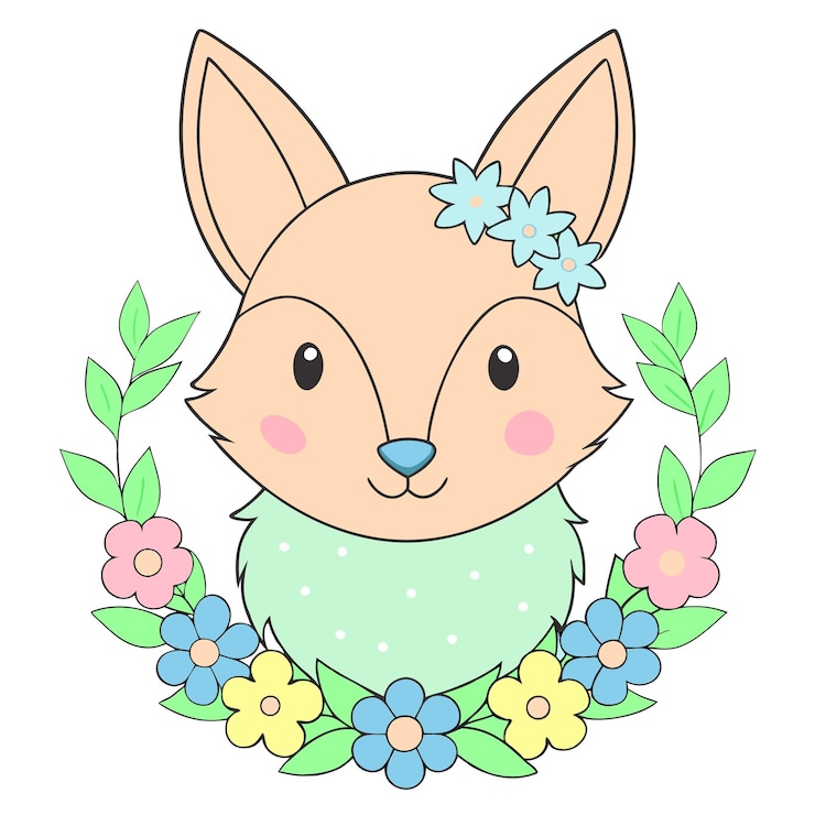 Vector a drawing of a rabbit with flowers in it