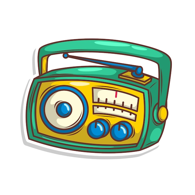 a drawing of a radio with a face on it