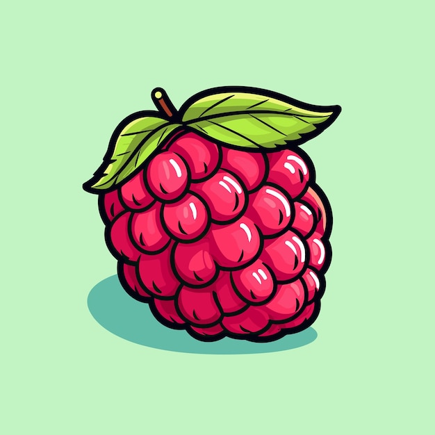 Vector a drawing of a raspberry with a green background.