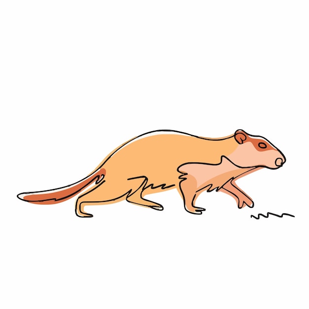 Vector a drawing of a rat with a brown tail