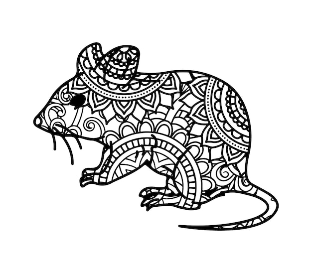 Vector a drawing of a rat with a tail coloring page