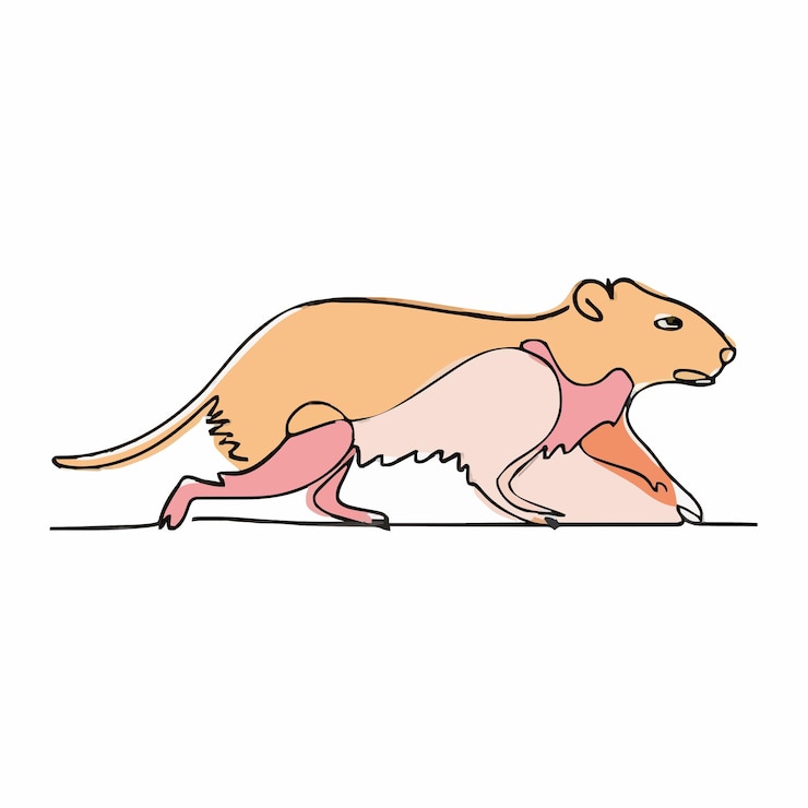 Vector a drawing of a rat with a tail that says  a rat