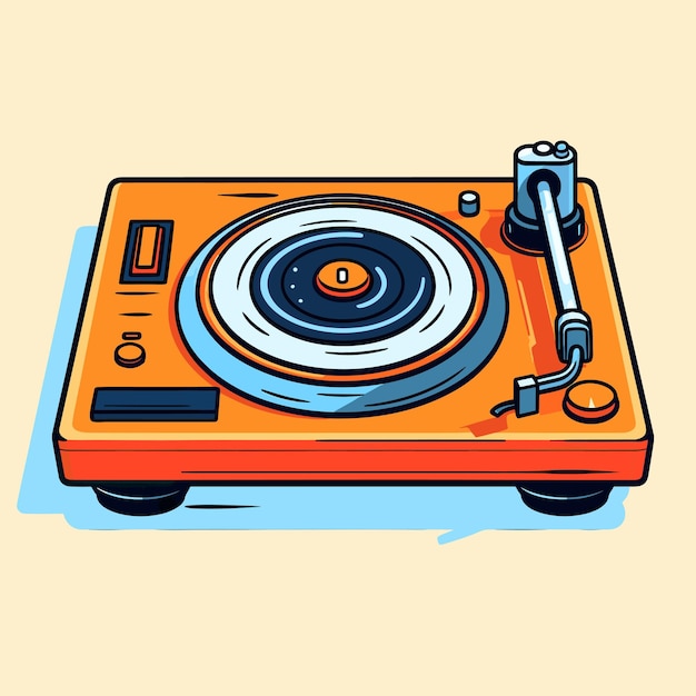 Vector a drawing of a record player with a record on the front.