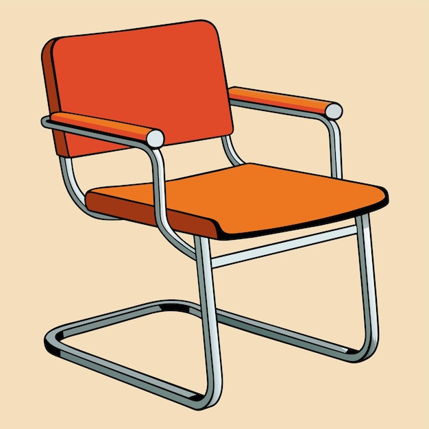 a drawing of a red chair with a silver frame