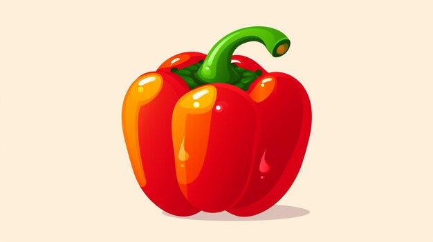 Vector a drawing of a red pepper with a green stem