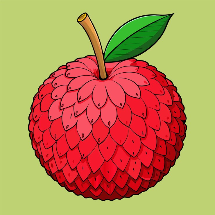 वेक्टर a drawing of a red strawberry with a green background