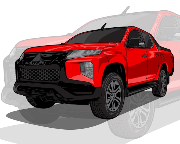 A drawing of a red toyota truck.