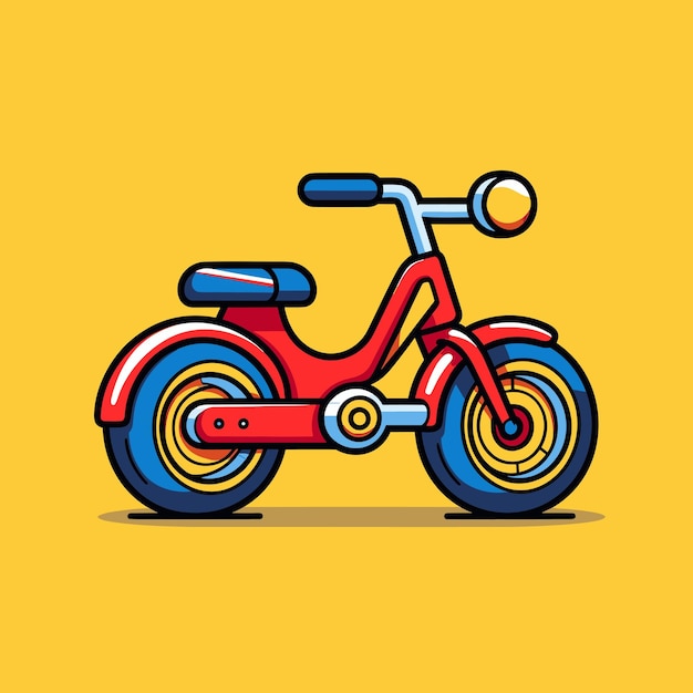 Premium Vector A drawing of a red tricycle with a blue and red border.