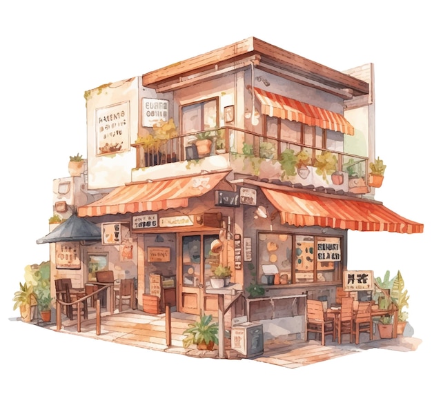 A drawing of a restaurant called the cafe