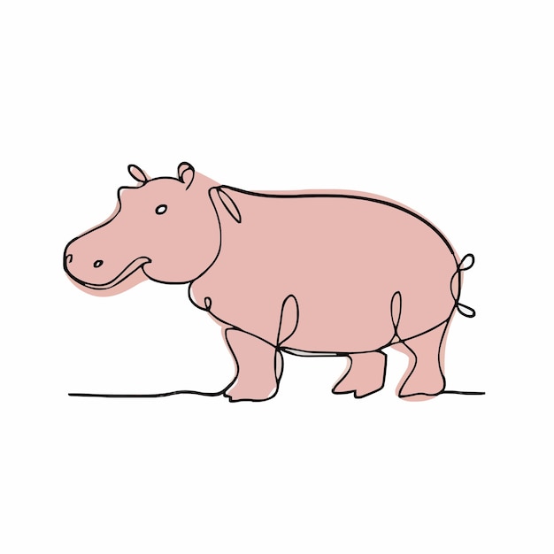 Vector a drawing of a rhino with a pink nose and a tail