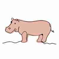 Vector a drawing of a rhino with a pink nose and a tail