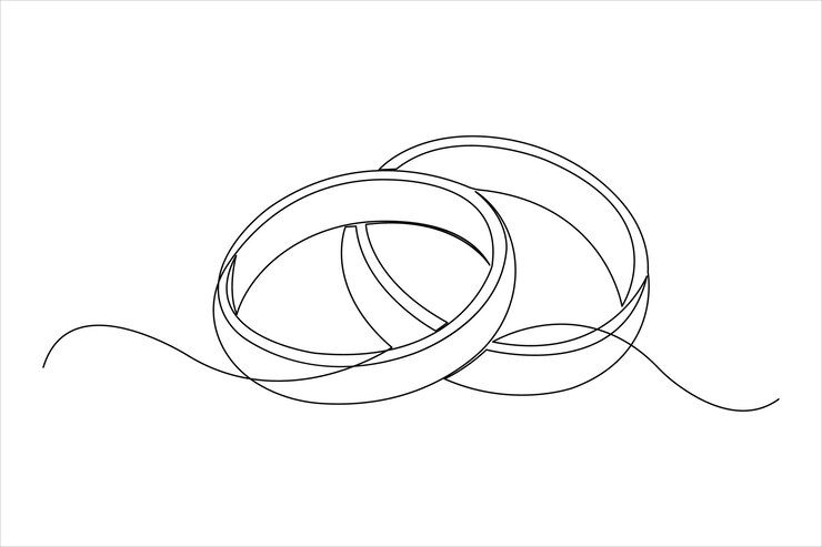 a drawing of rings and a string on a white background