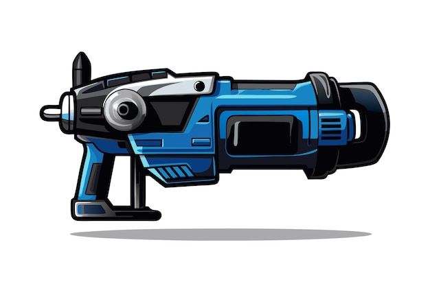 a drawing of a robot with a blue body and a black background