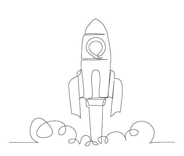 A drawing of a rocket with the letter q on it.