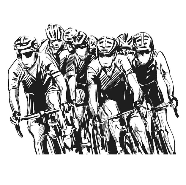 Drawing of the rode bicycle racing