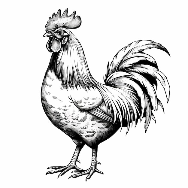 A drawing of a rooster with a rooster on it