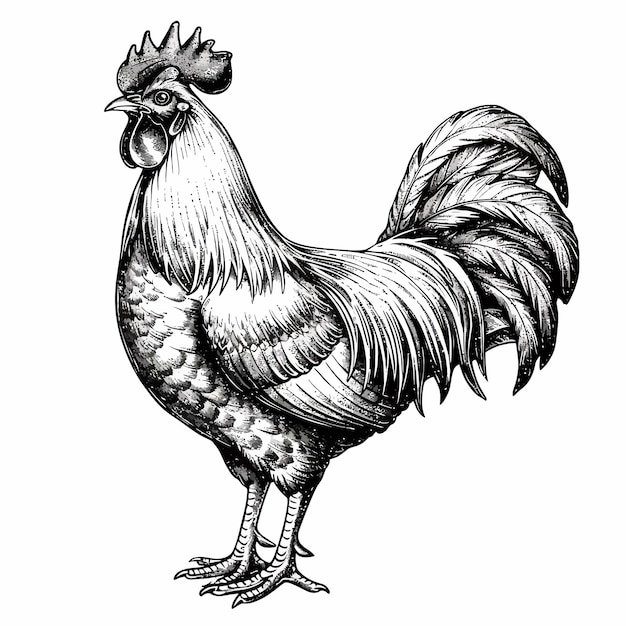 Vector a drawing of a rooster with a rooster on it