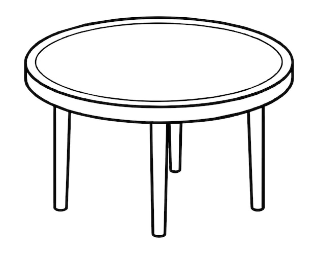 a drawing of a round table with a round top