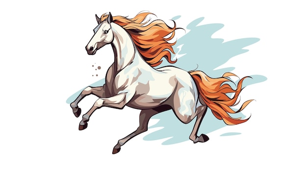 Drawing of a running horse on a white background vector