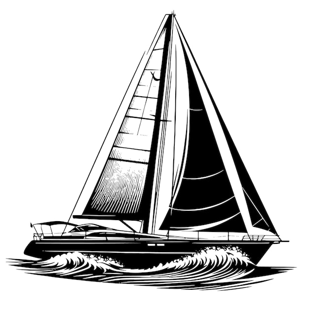 Vettore a drawing of a sailboat with a sail on the bottom