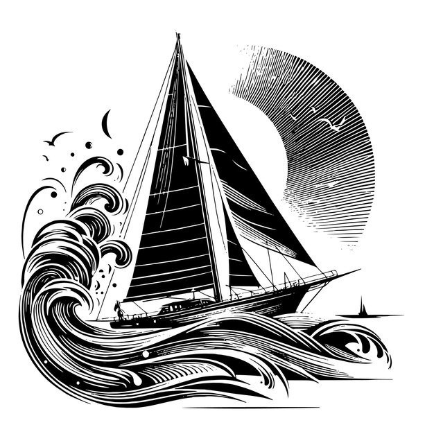 Vector a drawing of a sailboat with the words  the word  on it