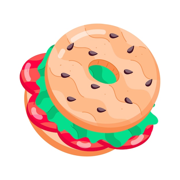 Vector a drawing of a sandwich with a green and red hot dog on it