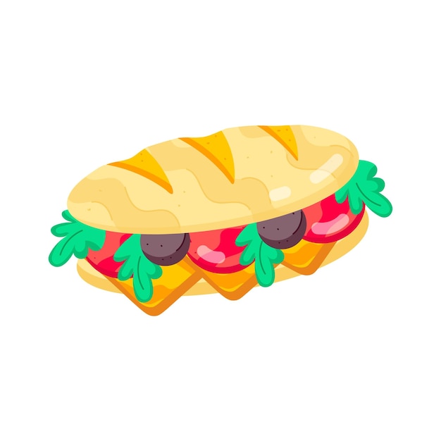 Vector a drawing of a sandwich with a leaf on it