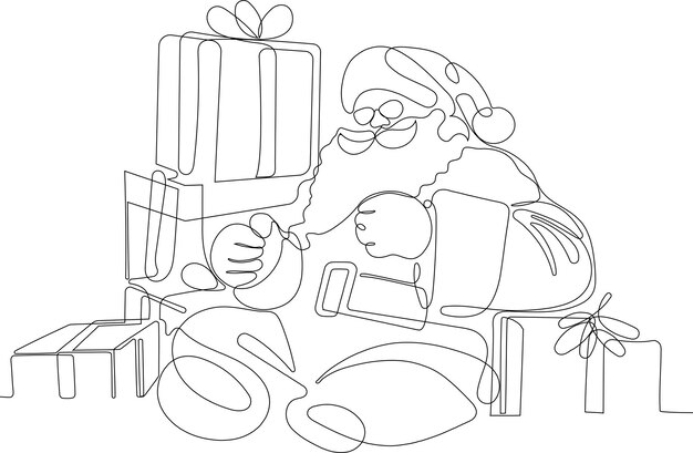 Vector a drawing of santa and a santa with a santa hat