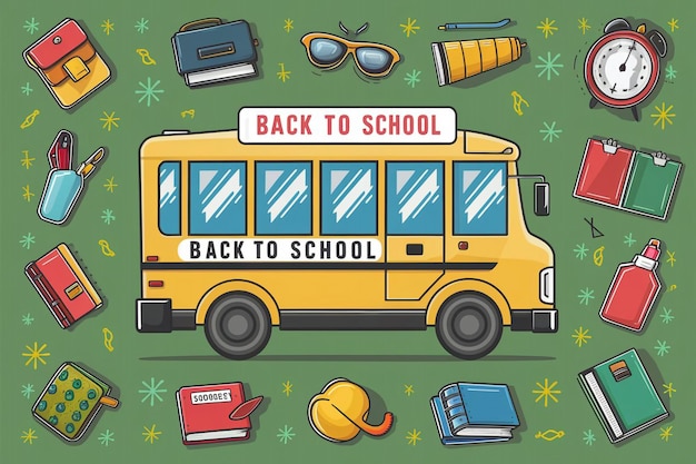 Vector a drawing of a school bus with the words back to school on it
