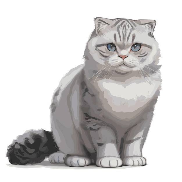 편집 가능한 특징을 가진 스코틀랜드 접은 고양이의 그림 터 일러스트레이션