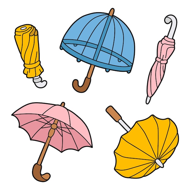 Vector a drawing set of cartoon umbrellas